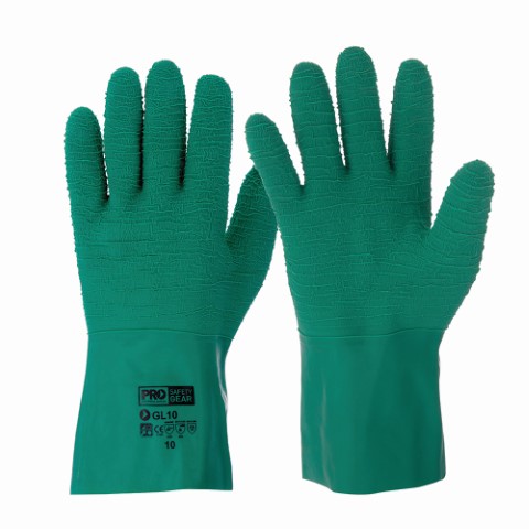 GLOVE LATEX GREEN GAUNTLET HEAVY DUTY RIPPLE FINISH L 